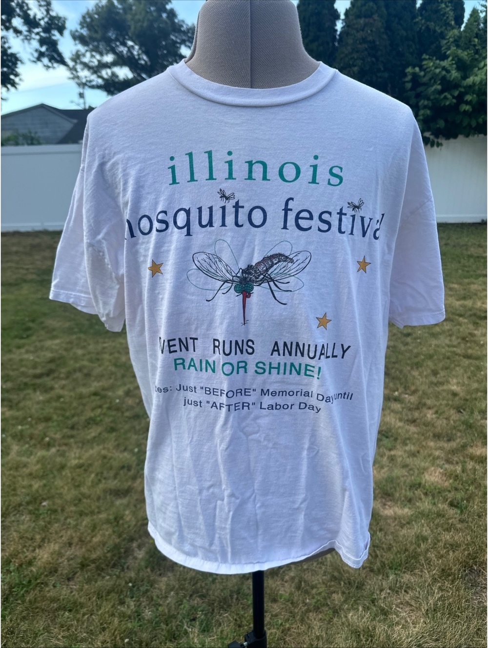 Vtg 90s Illinois Mosquito Festival T-Shirt State Bird XL USA